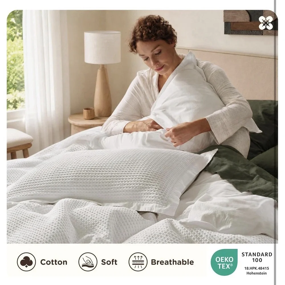King Size‎ Duvet Cover 100% Cotton Waffle Weave, Coconut White